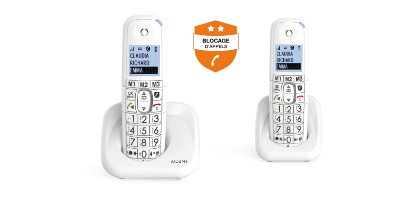 Téléphone sans fil Alcatel DECT XL785 Duo, Grand Ecran et grandes touches
