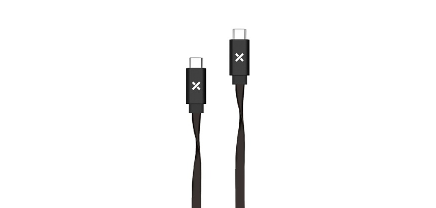 Câble téléphone portable Wefix Cable Plat USB-C vers USB-C 1M Noir