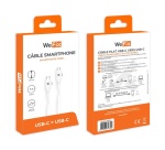 Câble téléphone portable Wefix Cable Plat USB-C vers USB-C 1M Blanc