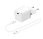 Chargeur pour téléphone mobile Wefix Chargeur secteur 20W + Cable Lightning 1m Blanc
