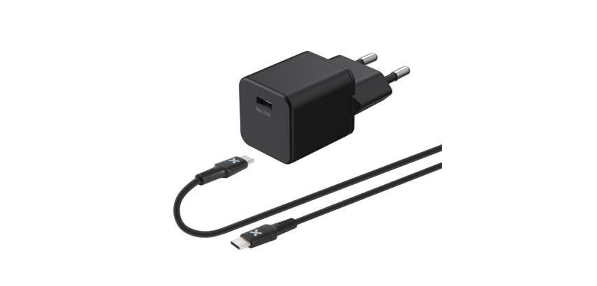 Chargeur pour téléphone mobile Wefix Chargeur secteur 20W + Cable USB-C 1m Noir