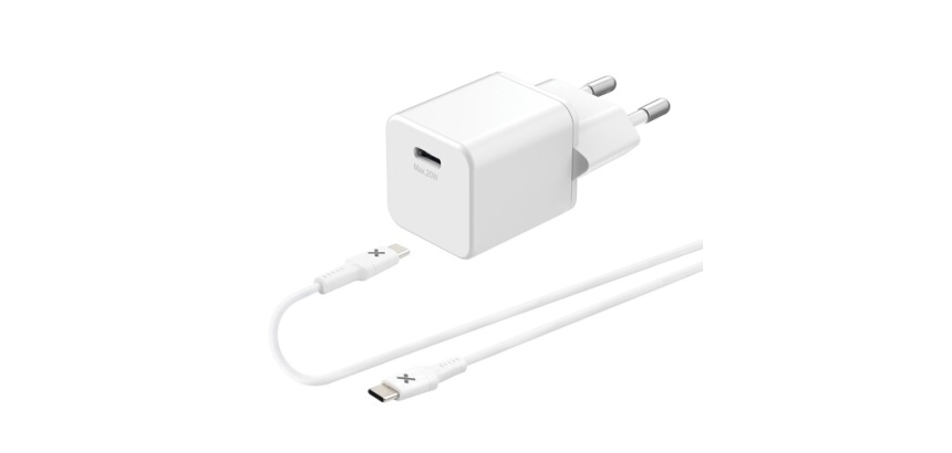 Chargeur pour téléphone mobile Wefix Chargeur secteur 20W + Cable USB-C 1m blanc