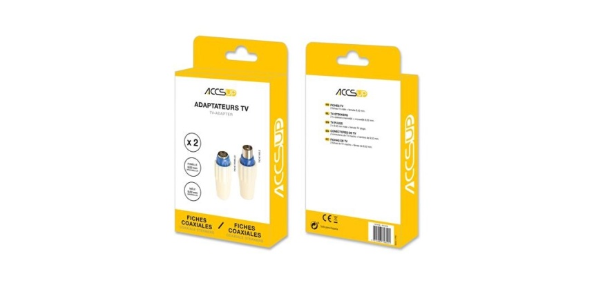 Accessoire TV vidéo Accsup FICHES ANTENNE TV COAXIALE MALE + FEMELLE 9,52 MM