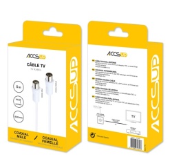 Accessoire TV vidéo Accsup CABLE ANTENNE COAXIAL 5M BLANC