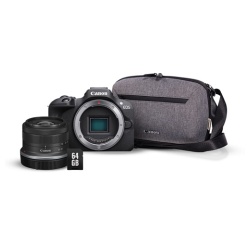 Appareil photo hybride Canon EOS R100 + RF-S 18-45mm f/4.5-6.3 IS STM + Sac photo + carte SD 64 go