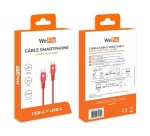 Câble téléphone portable Wefix Cable USB-C vers USB-C 60W 1m Rouge