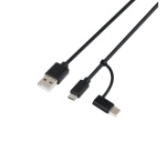 Connectique et chargeurs pour tablette Accsup Chargeur secteur + Cable Micro USB et USB-C Noir