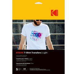 Papier d'impression Kodak Papier transfert textile clair t-shirt, 5 feuilles, compatible avec toutes les imprimantes à jet d''encre