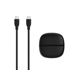 Câble téléphone portable Wefix CABLE SILICONE USB-C VERS USB-C 1M NOIR + ETUI DE RANGEMENT