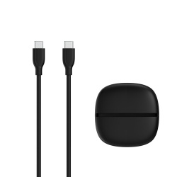 Câble téléphone portable Wefix CABLE SILICONE USB-C VERS USB-C 1M NOIR + ETUI DE RANGEMENT