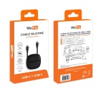 Câble téléphone portable Wefix CABLE SILICONE USB-C VERS USB-C 1M NOIR + ETUI DE RANGEMENT