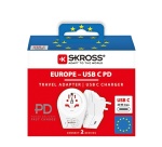 Adaptateur et convertisseur Skross Adaptateur World to Europe+Sortie Typ C 20 WATTS
