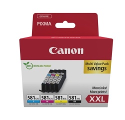 Cartouche d'encre Canon Multipack à haut rendement CLI-581XXL Noir, Jaune, Magenta, Cyan