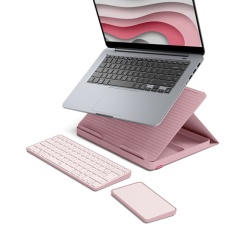 Clavier Logitech Casa Pop-Up Desk Rose, support, clavier sans fil, pavé tactile
