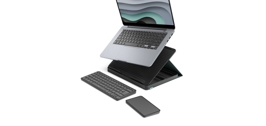 Clavier Logitech Casa Pop-Up Desk Graphite, support, clavier sans fil, pavé tactile