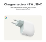 Chargeur pour téléphone mobile Google Chargeur secteur USB-C 45W Blanc