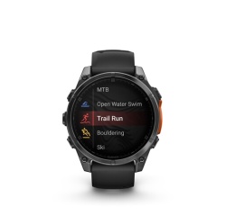 Montre connectée Garmin fenix 8 AMOLED 47mm Acier Gray avec bracelet noir