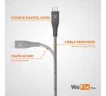 Câble téléphone portable Wefix Pro CABLE RENFORCE USB-C / C 240W USB3 1 METRE