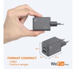 Chargeur pour téléphone mobile Wefix Pro CHARGEUR SECTEUR GaN 45W USB-C & USB-A