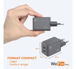 Chargeur pour téléphone mobile Wefix Pro CHARGEUR SECTEUR GaN 45W DOUBLE USB-C
