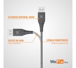 Câble téléphone portable Wefix Pro CABLE RENFORCE USB-A / C USB 3 1 METRE