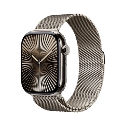 Apple watch Apple Apple Watch Series 10 GPS + Cellular 46mm Boîtier en Titane Naturel avec Bracelet Milanais Naturel - M/L