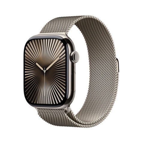 Apple watch Apple Apple Watch Series 10 GPS + Cellular 46mm Boîtier en Titane Naturel avec Bracelet Milanais Naturel - M/L