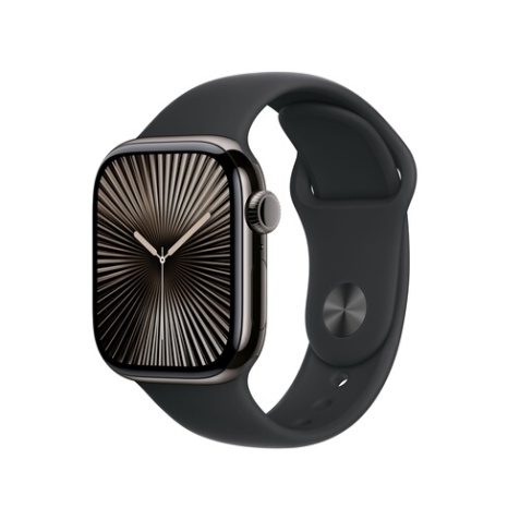 Apple watch Apple Apple Watch Series 10 GPS + Cellular 42mm Boîtier en Titane Ardoise avec Bracelet Sport Noir - M/L
