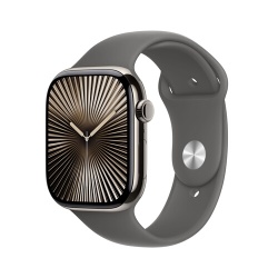 Apple watch Apple Apple Watch Series 10 GPS + Cellular 46mm Boîtier en Titane Naturel avec Bracelet Sport Gris Minéral - M/L