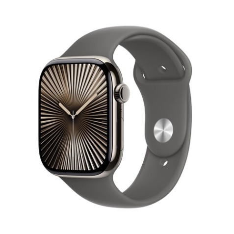 Apple watch Apple Apple Watch Series 10 GPS + Cellular 46mm Boîtier en Titane Naturel avec Bracelet Sport Gris Minéral - M/L
