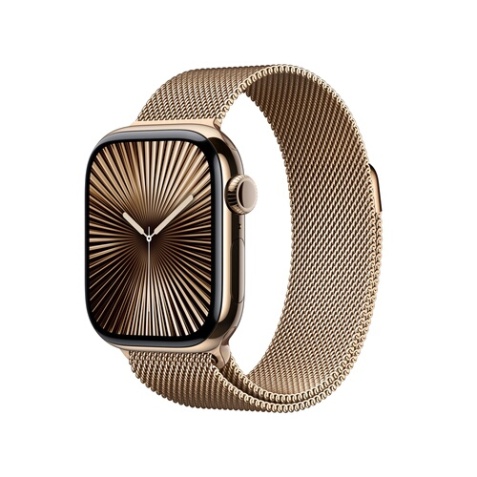 Apple watch Apple Apple Watch Series 10 GPS + Cellular 42mm Boîtier en Titane Or avec Bracelet Milanais Or