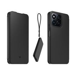 Coque et étui téléphone mobile Casr Folio noir + dragonne pour Honor 200 Smart