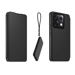 Coque et étui téléphone mobile Made For Xiaomi Etui folio noir avec dragonne amovible pour Redmi Note 13 Pro 5G