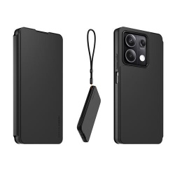 Coque et étui téléphone mobile Made For Xiaomi Etui folio noir avec dragonne amovible pour Redmi Note 13 5G