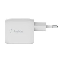 Chargeur pour téléphone mobile Belkin Double chargeur secteur USB-C GaN 45W, blanc