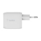 Chargeur pour téléphone mobile Belkin Double chargeur secteur USB-C GaN 45W, blanc