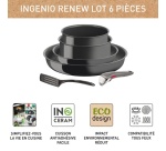 Batterie de cuisine Tefal Lot 6 pieces, Ingenio Renew, Ceramique, Induction, L2609602