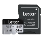 Carte mémoire micro SD Lexar XC 64GO SILVER PLUS