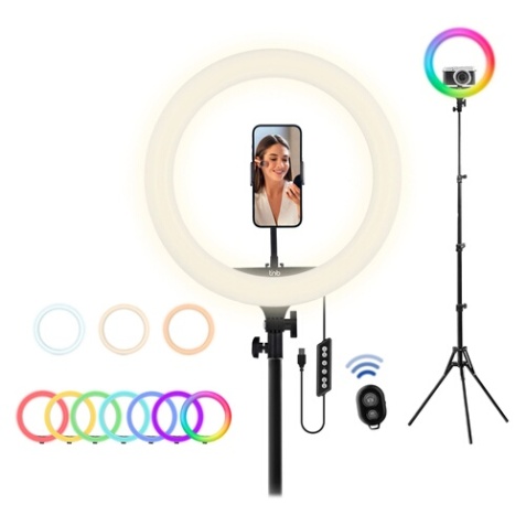 Ring Light Tnb INFLUENCE - Anneau de lumiere LED 14'' RGB + trepied pour studio - blanc/ noir