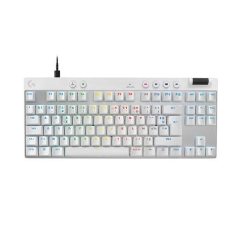 Clavier Logitech G PRO X TKL RAPID, gaming filaire sans pave numerique avec touches analogiques magnetiques, RVB - Blanc