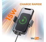 Accessoire téléphonie pour voiture Wefix Pro Support Voiture avec charge a induction 15W 3en1 + Cable Noir