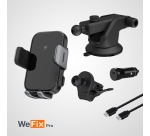 Accessoire téléphonie pour voiture Wefix Pro Support Voiture avec charge a induction 15W 3en1 + Cable Noir