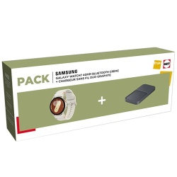 Montre connectée Samsung Pack Galaxy Watch7 40mm BT creme + Pad induction duo