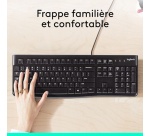 Clavier Logitech ergonomique filaire Logitech K120 PC Noir
