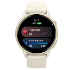 Montre connectée Garmin vívoactive 6, lunette Lunar Gold avec boîtier ivoire