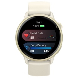 Montre connectée Garmin vívoactive 6, lunette Lunar Gold avec boîtier ivoire