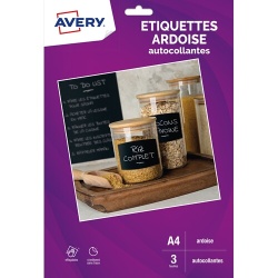 Papier d'impression Avery Dennison 3 Autocollants aspect ardoise - effaçables et repositionnables Format A4