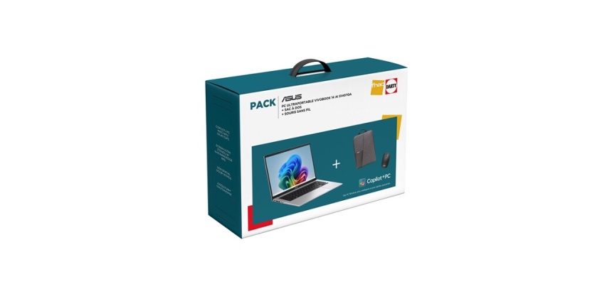 PC portable Asus Pack Vivobook 14 14S1407QA-BRUN078W 14'' 60Hz Copilot+PC Snapdragon X 16 Go RAM 512 Go SSD Gris + Sac à dos + Souris sans fil