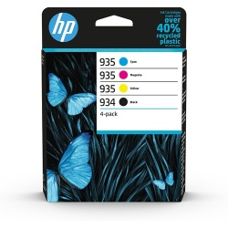 Cartouche d'encre Hp HP 934/935 Pack de 4 Cartouches Noire, Cyan, Magenta, Jaune Authentiques (6ZC72AE) pour HP OfficeJet 6820e, HP OfficeJet Pro 6230 / 6830