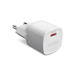 Chargeur pour téléphone mobile Sbs secteur plastique recyclé GaN PD 25 W USB C Blanc